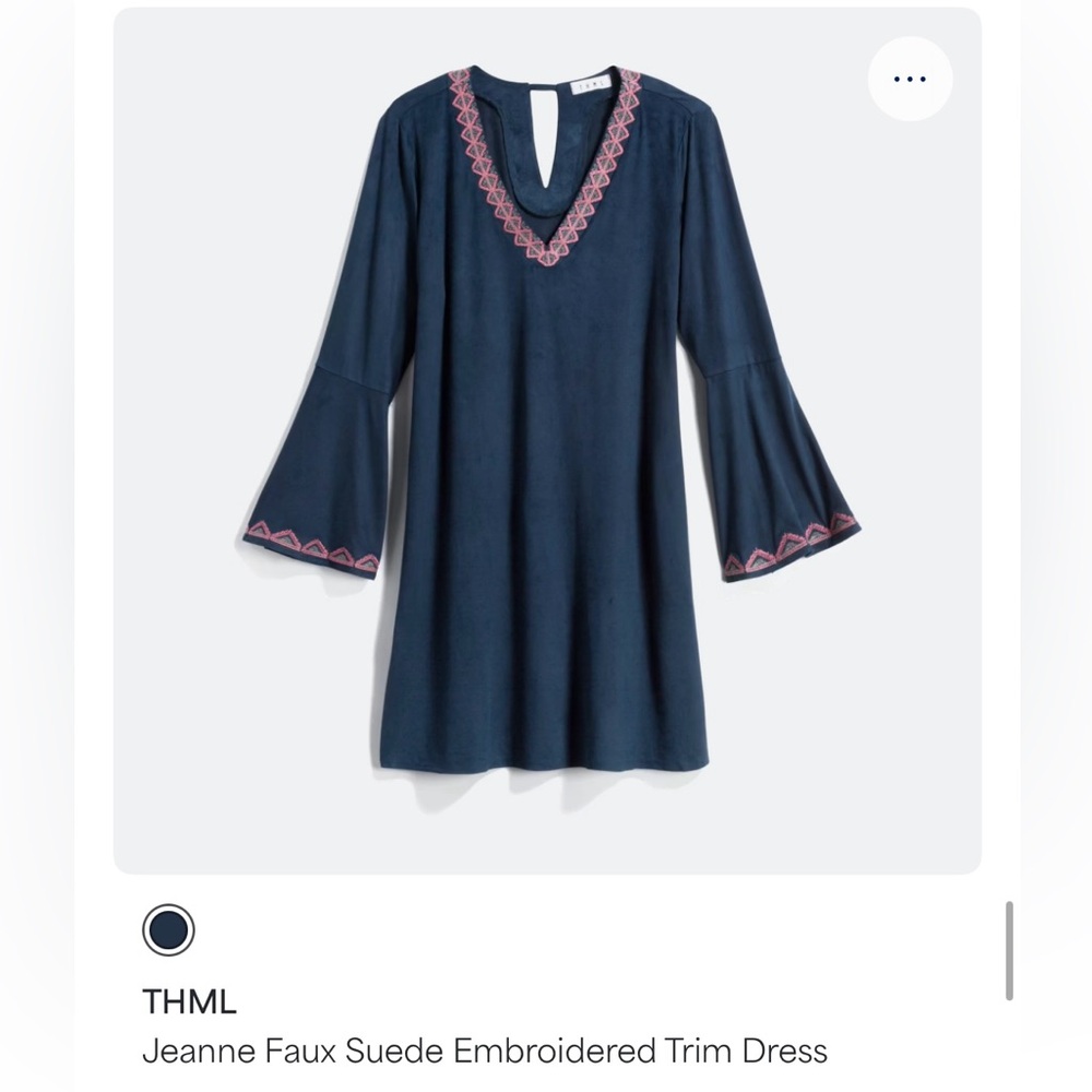 THML
Jeanne Faux Suede Embroidered Trim Dress